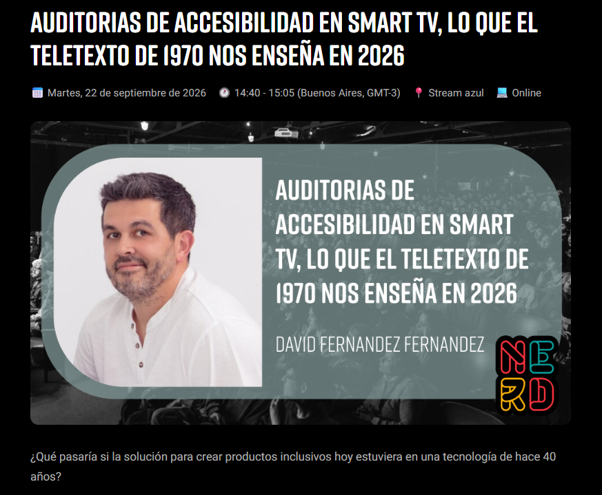 Enlace de mi próxima charla en Nerdearla 2026